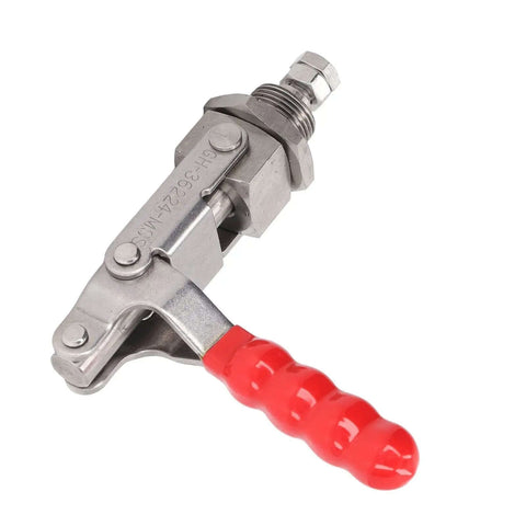 Beefy 66.8mm Stroke 180 Degree Push Pull Toggle Clamp With 318kg Capacity Hand Operated Red Plastic Handle And 304 Stainless Steel Construction