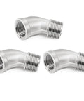 304 Stainless Steel Pipe Fitting 45 Degree Elbow 1 Inch NPT Male To 1 Inch NPT Female Thread Adapter 3 Pack Durable
