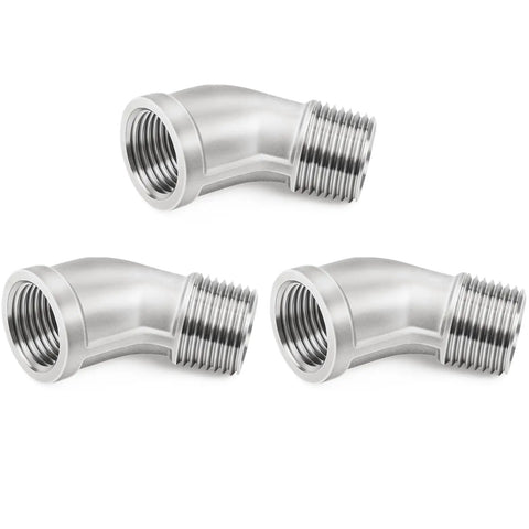 304 Stainless Steel Pipe Fitting 45 Degree Elbow 1 Inch NPT Male To 1 Inch NPT Female Thread Adapter 3 Pack Durable