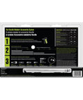 Packaging for Ergonomic 6 Piece Blow Gun Kit With Variable Flow Trigger For Precise Air Control instructions on black background