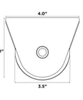 Built Tough 3.5 Inch V Groove Gate Wheel For V Profile Sliding Tracks With Sealed Bearings flat mount bracket dimensions 4x4 inches.