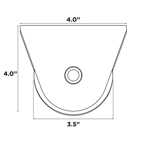 Built Tough 3.5 Inch V Groove Gate Wheel For V Profile Sliding Tracks With Sealed Bearings flat mount bracket dimensions 4x4 inches.