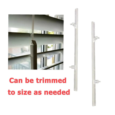 No Hassle Shutter Vane Repair Slider And Tilt Bar Connector Kit For Vinyl Plantation Shutters Slides Right In For 3.25 Inch Center Spacing 30 Piece Reconnect Pack on display showing installation.
