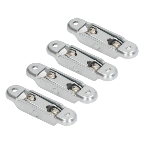 Heavy Duty Stainless Steel Double Wheel Roller Pulleys 4 Pack Dead Silent Glide Track Wheels For Sliding Closet Doors And Cabinet Windows Easy Swap Smooth Ride close-up of four stainless steel pulleys