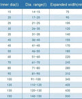Sizing chart for Reusable Flame Retardant Cable Sleeve Waterproof Nylon PVC Sheath With Hook And Loop Closure 20M Long