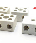 4 white porcelain ceramic terminal blocks with brass screw terminals