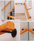 Tough As Nails Adjustable Metal Railing Posts And Wooden Railing Set For Floor Mount Indoor Outdoor Deck Stair System showing wooden handrail mounts.