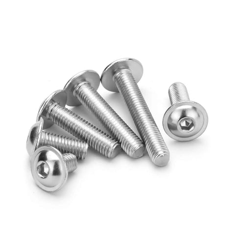 M5 X 20Mm Flanged Button Head Hex Socket Cap Screws With 25 Pack Built Tough 304 Stainless Steel Hex Drive Bolts on white background.