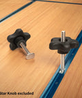 Top Grade 5 16 Inch 18 T Track Bolts 20 Pack 2 1 2 Inch Long T Slot Nuts For Universal Table Machines And Woodworking Jigs Killer Grip Built Tough workshop setup featuring black knobs and metal bolts.