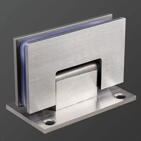 Heavy Duty Two Pack 180 Degree Glass Door Hinges Rock Solid 304 Stainless Steel Pivot For Frameless Showers And Cabinets Auto Spring Back, close-up view of hinge mechanism.