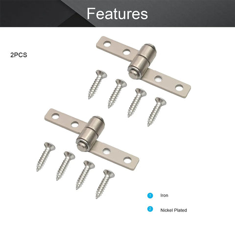 Torque Friction Positioning Door Hinge 48mm Long 2 Pack Silver Tone Nickel Plated Metal Hinges with screws visible