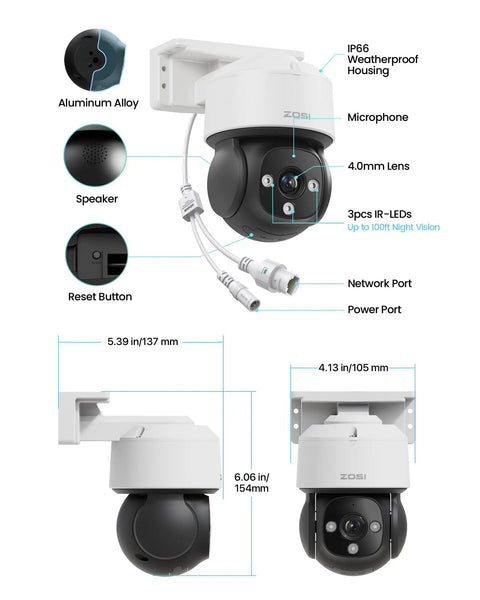 Top Shelf 4K PoE Security Camera Quad Pack, Hella Crisp 8MP Footage, features IP66 housing and multiple ports for functionality.