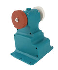 Boss Level Mini Bench Grinder With 18V Cordless Battery for smooth metal finishing, featuring two grit wheels mounted on a teal base.