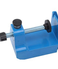 Premium Adjustable Bench Drill Stand Mount Featuring 360 Swivel Head with blue clamp and adjustable screw for secure holding.