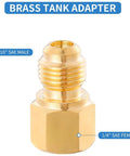 Heavy Duty R12 R22 R410 Refrigerant Charging Valve With Brass Tank Adapter Pro Game Changer Air Conditioner Manifold Quick Connect Fitting No Sweat Hvac Repair Tool close-up of brass tank adapter with female and male SAE fittings.