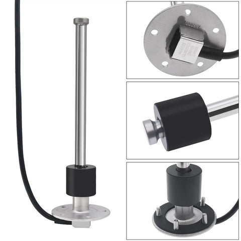 Heavy Duty Marine Fuel Gauge Sending Unit 240 To 33 Ohms 16 Inch Stainless Steel Boat Truck Gas Sender with black connector.