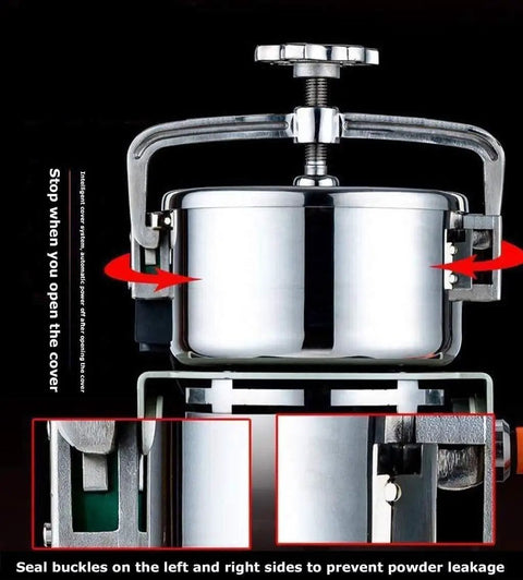 All In One Grain Mill And Grinder For Beans Nuts Spices Herbs Pepper Seeds And Cereal Wheat Coffee Grinder And Powder Maker lid open