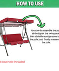 Weatherproof Swing Canopy Replacement Cover For 2-3 Seater Porch Swing installation guide without seat cover.