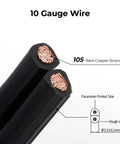 Close-up of 10 Gauge Bare Copper 2 Conductor Cable showing internal strands for Low Voltage Direct Burial Landscape Lighting Wire Spool.