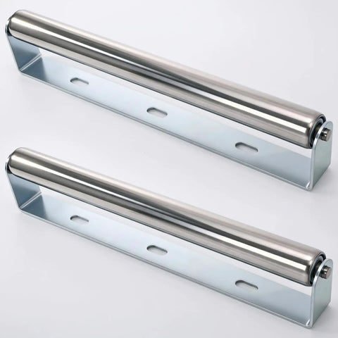 Two Pack 16 Inch Conveyor Roller And Bracket Set With 1.5 Inch Diameter Pro Grade Heavy Duty Galvanized Steel Rollers