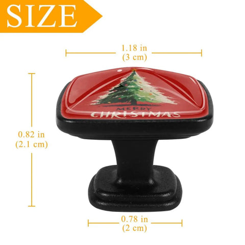 Square Glass Cabinet Knobs Set Of Four With Mounting Screws For Kitchen And Bath Furniture Upgrade Heavy Duty Abs Drawer Handles solid build with Christmas design, size 3x2cm.