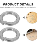 Close-up of two Stainless Steel Spring Lock Washers from a Three Hundred Pack Of Stainless Steel Spring Lock Washers Keeping Bolts And Nuts Cranked And Locked Flat With Anti Vibration Build Built For Tough Garage Grind Without Losing Grip.