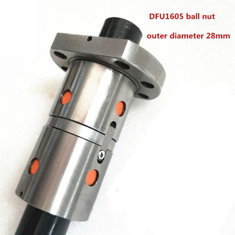 Built Dang Tough C7 Grade 16mm Ball Screw With Double Flange Nut Right Hand Thread 5mm Pitch Smooth Linear Motion Rail For CNC Routers Serious Industrial Mods And Precision Work, DFU1605 ball nut with 28mm outer diameter.