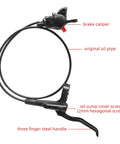 MT200 Hydraulic Disc Brake Set For Mountain Bikes Front 800mm Rear 1550mm Two Piston Calipers with brake caliper and handle view