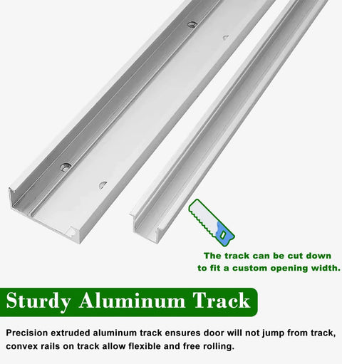 Hidden Sliding Mirrored Barn Door Hardware Kit With Soft Close Floor Guide Trackless Rail System aluminum track