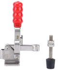 Heavy-Duty Stainless Steel Horizontal Toggle Clamp With 220.5 Pounds Holding Capacity, Quick Clamp For Metalworking, Welding, Molds, Circuit Boards, Electronic Equipment Installations And Workshop Projects, red handle and screw