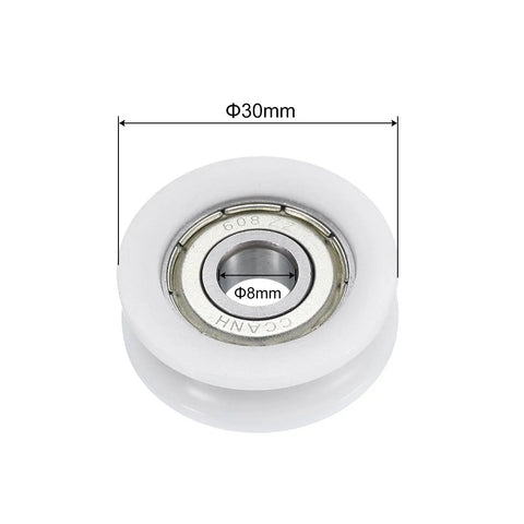 12Pcs U608ZZ U Groove Ball Bearings Badass Chrome Steel And Nylon Hybrids 8X30X10MM Double Shielded Roller Wheels Rock Solid For CNC Pulleys And Smooth Linear Motion ABEC3 Grade Performance white roller wheel with dimensions 30mm x 8mm