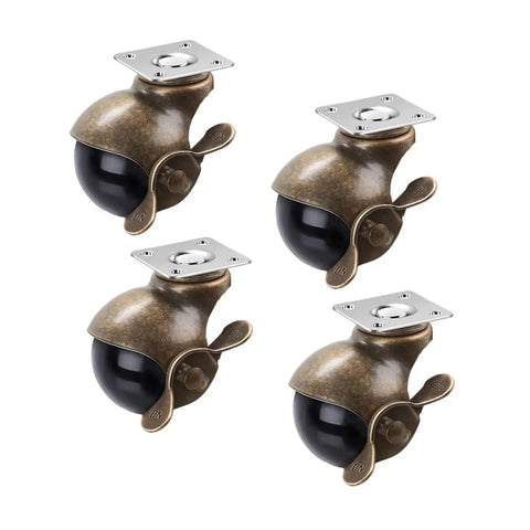 Heavy Duty Vintage Brass Retractable Caster Wheels 4 Pack Smooth As Silk Glide for sofa and workbench use.