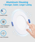 Hand touching Slick Ultra Thin 4 Inch LED Recessed Light With Junction Box, Dimmable 5 Percent To 100 Percent, CRI90, 5000K Daylight