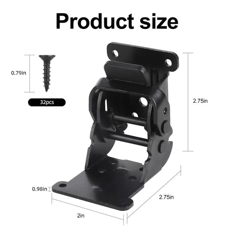 Self Locking Folding Table Hinges 90 Degree Brackets 4 Pack Heavy Duty Black Steel With Nickel Plated Finish dimensions shown