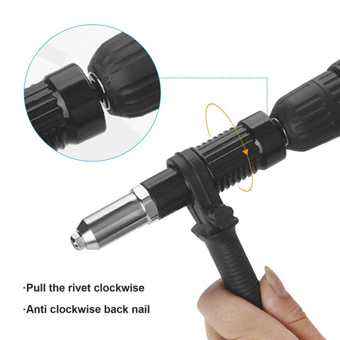 Built Tough Zero Hassle Electric Rivet Nut Gun Adapter Compatible With Standard Power Drills Cordless Riveting Kit showcasing quick swap feature.