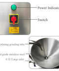 JMS60 Commercial Split Peanut Butter Maker Grinder power indicator, switch, circulating grinding tube, stainless steel inlet