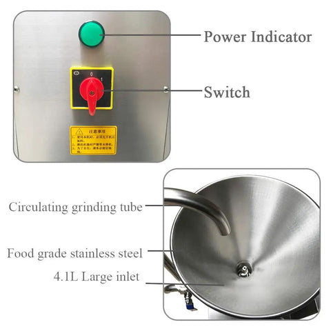 Control panel and stainless steel inlet of Heavy Duty Pro Grade Commercial Split Peanut Butter Maker Grinder Stainless Steel Colloid Mill