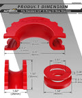 Dimensions of Heavy Duty Red Shackle Isolators With Washers Fits 3/4 Inch D Ring Bow Shackles Rubber Bushing Covers displayed.