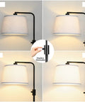 Fully Dimmable Arc Floor Lamp With 1000 Lumens LED Edison Bulb Included Modern Tall Standing Lamp dimming levels and black linen shade.