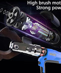 Electric Ratchet Cable Cutter With LED Display And Battery, 200 kN Cutting Force, 70 mm Cutting Tool, blue handle, motor detail
