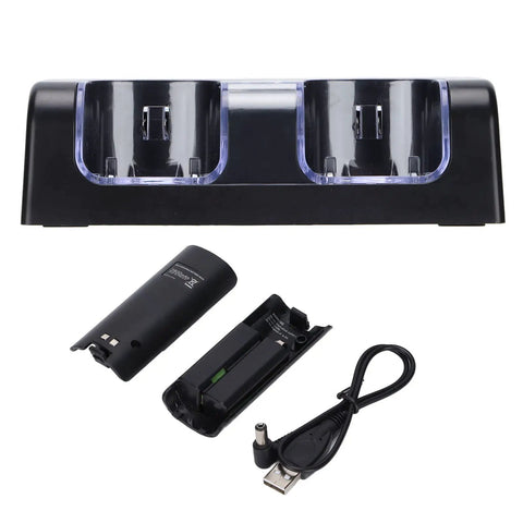 Dope Dual Charging Dock For Game Controllers Fast Safe Dual Charge Station With Power Cord Black, dock and batteries