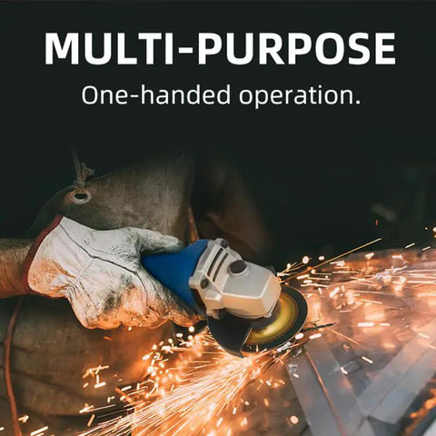 User operating a 75Mm Six Speed Electric Angle Grinder With Pure Copper Motor and Thermal Cut Off while producing sparks.