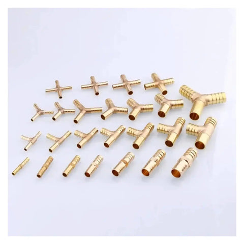 Brass Hose Barb Fittings Kit 4 To 25 Mm Multi Size Straight Elbow Tee Y Cross 2 3 4 Way Splitter Connectors For Garden And Home Dope Rustproof High Temp Easy Install brass hose barb fittings kit set