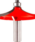 Red Table Edge and Handrail Router Bit 1/2 Inch Shank, 2-19/32 Inch Diameter with 4 Cutter Carbide, large and small radius visible
