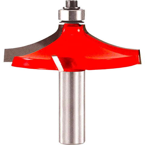 Red Table Edge and Handrail Router Bit 1/2 Inch Shank, 2-19/32 Inch Diameter with 4 Cutter Carbide, large and small radius visible