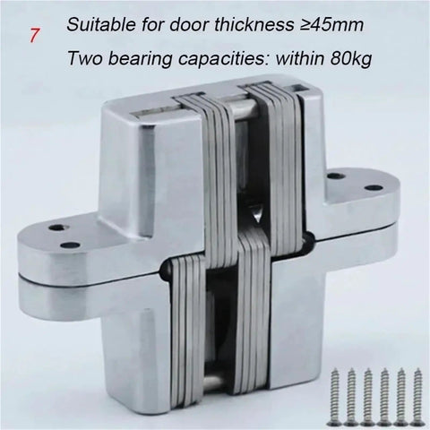 Top Tier Stainless Steel Concealed Door Hinges Truly Invisible Hidden Mount close-up showing durability, designed for doors over 45mm thick.