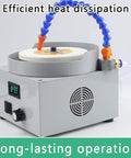 Straight Shooter Wet And Dry Bench Grinder Slick Finish Diamond Cutting Pads Heavy Duty Electric Polisher Precision Grind Adjustment Rock Solid Frame For Metals Glass Jade Daily Driver showing efficient heat dissipation. 150mm grinder.