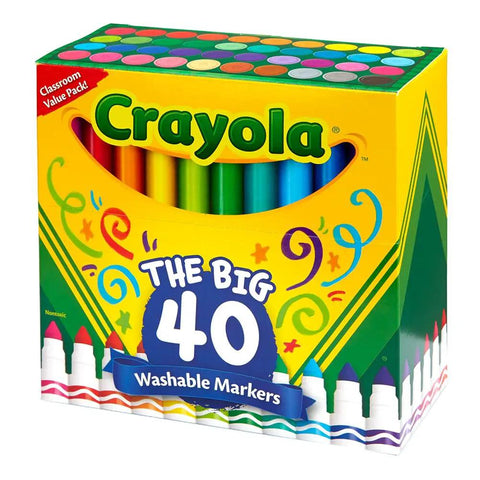 Ultimate Washable Broad Line Marker Haul 40 Pieces Assorted Brilliant Shades Kid Friendly Art Bundle in a vibrant box.