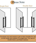 Diagram of single and double door configurations with Double Sided Sliding Door Handle With Round Solid Metal Push Pull Knob