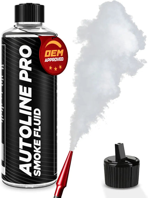 Professional Grade Smoke Machine To Catch Sneaky Evap And Vacuum Leaks On Your Ride, bottle with red nozzle, smoke fluid.